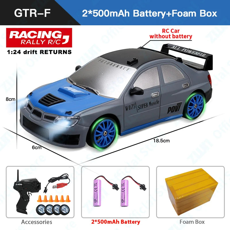 2.4G RC CAR with LED Light 4WD Remote Control Drift Cars Professional Racing Toys GTR Model AE86 for Children Christmas Gifts