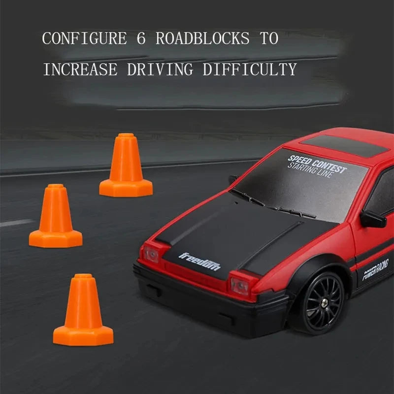 2.4G RC CAR with LED Light 4WD Remote Control Drift Cars Professional Racing Toys GTR Model AE86 for Children Christmas Gifts