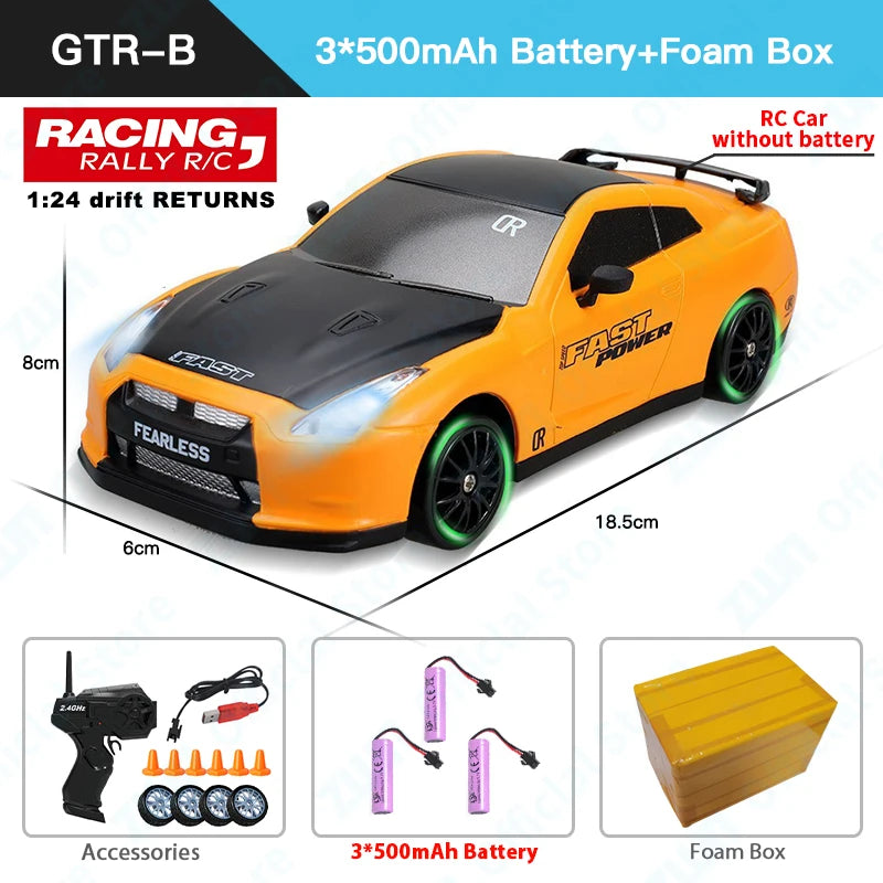 2.4G RC CAR with LED Light 4WD Remote Control Drift Cars Professional Racing Toys GTR Model AE86 for Children Christmas Gifts