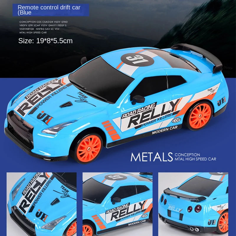 2.4G RC CAR with LED Light 4WD Remote Control Drift Cars Professional Racing Toys GTR Model AE86 for Children Christmas Gifts